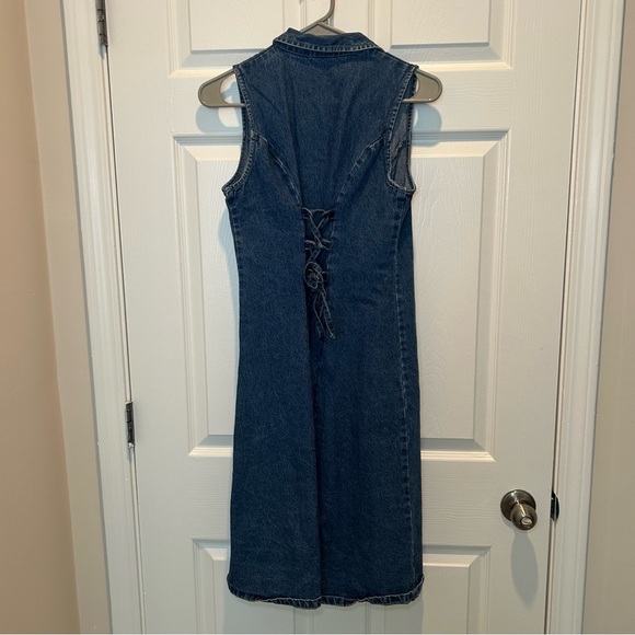 Denim Sleeveless Button-Down Dress - Picture 2 of 2